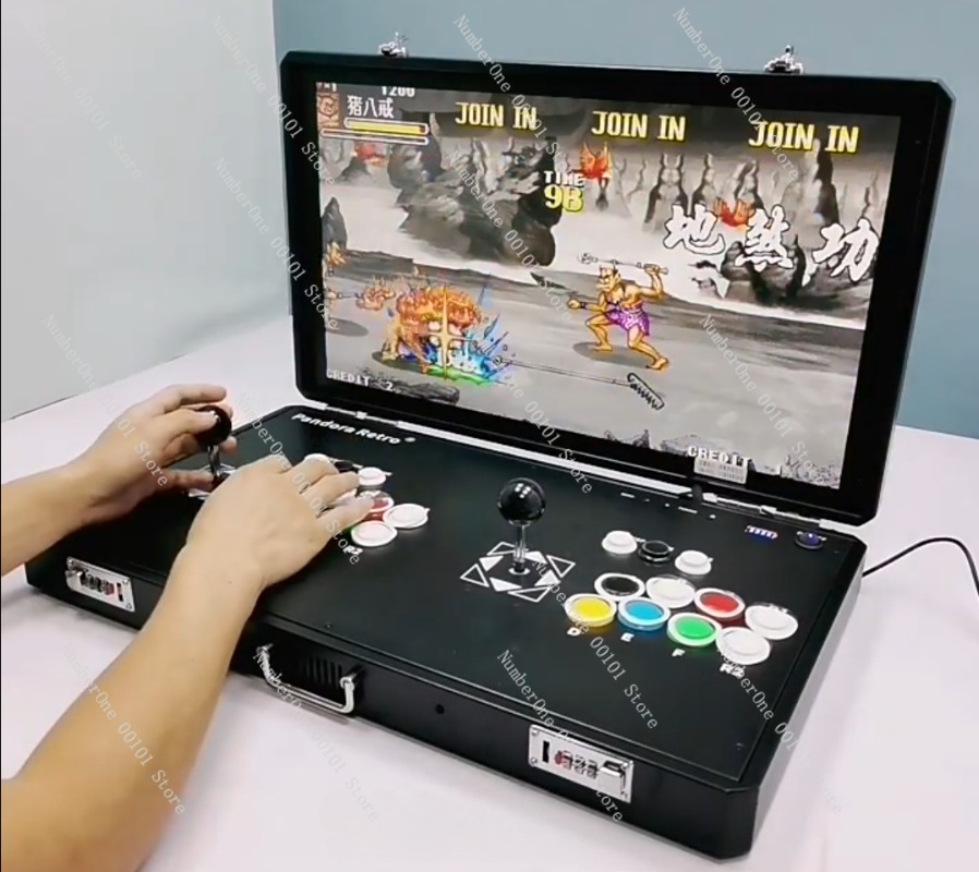 Gaming Console In Tv - เครื่องเล่นเกมอาร์เคดแบบพกพา สไตล์เรโทร พร้อมจอยสติ๊กคู่ในตัว รองรับเกมต่อสู้ มีเกมในตัวและสามารถเชื่อมต่อทีวีได้ ของเล่นพกพา